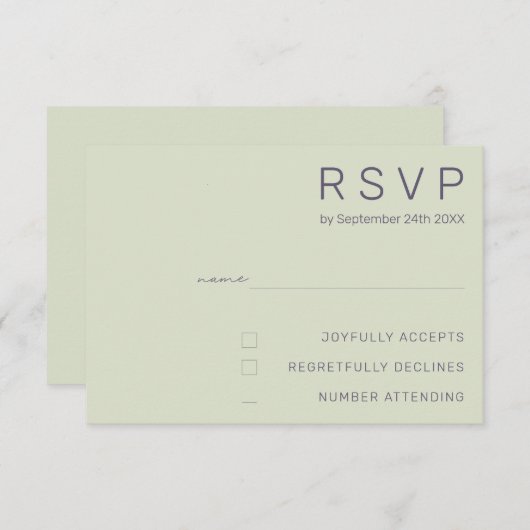 Minimalistische trouw RSVP-kaarten Kaart (Voorkant / Achterkant)