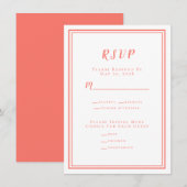 Minimalistische trouw-RSVP-menu Coral Wit (Voorkant / Achterkant)
