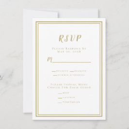 Minimalistische trouw-RSVP-menu goud & wit