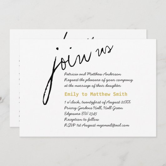 Minimalistische Trouw Uitnodigingen Modern Schrift (Voorkant / Achterkant)