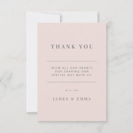 Minimalistische Trouw | Warm Roze Bedankkaart