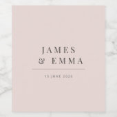 Minimalistische Trouw | Warm Roze Wijn Etiket (Enkel label)