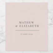 Minimalistische Trouw | Warm Roze Wijn Etiket (Enkel label)