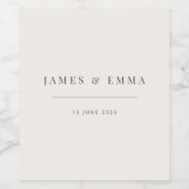 Minimalistische Trouw | Warm Wit Wijn Etiket (Enkel label)