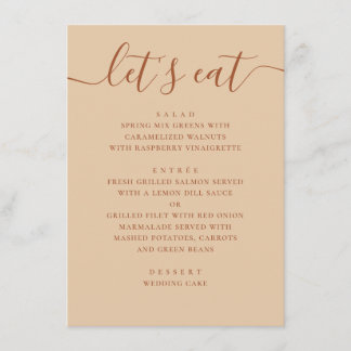 Minimalistische Trouw | Warme Perzik Zand Moderne  Menu