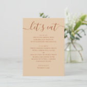 Minimalistische Trouw | Warme Perzik Zand Moderne  Menu (Staand voorkant)