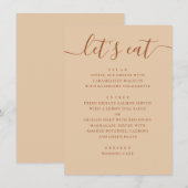 Minimalistische Trouw | Warme Perzik Zand Moderne  Menu (Voorkant / Achterkant)