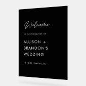 Minimalistische trouw-welkom zwart  acryl bord (Hoek)