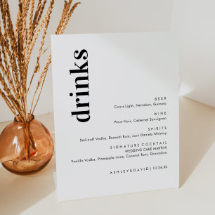 Minimalistische Trouwbarmenu in Vette Letters   Dr Reclamebord Met Voetstuk