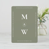 Minimalistische Trouwbudget Monogram Sage Modern  Save The Date (Staand voorkant)