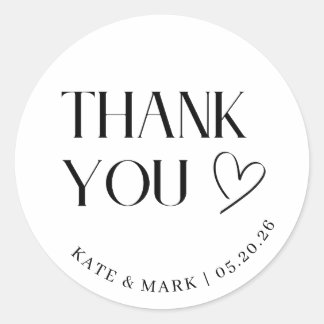 Minimalistische trouwcadeau bedankje ronde sticker