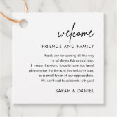 Minimalistische trouwcadeautas mand bedankjes labels (Voorkant)