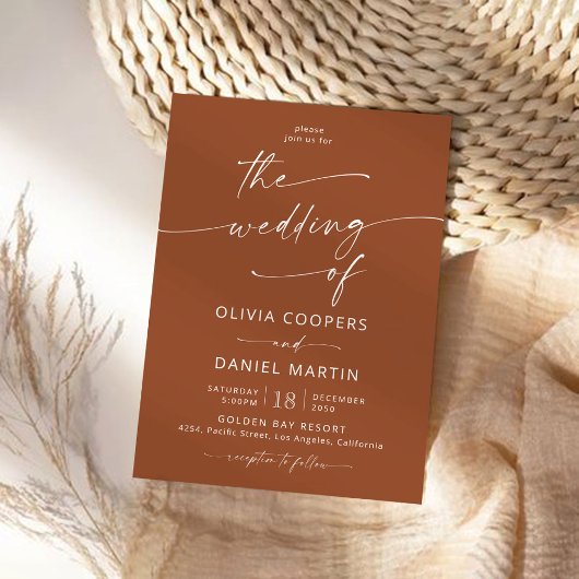 Minimalistische trouwceremonie uitnodiging