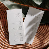 Minimalistische trouwdag diner- en drankmenu menu