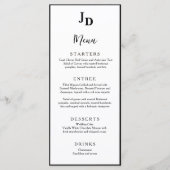 Minimalistische Trouwdag Diner Menu Chic Ontvangst (Voorkant)