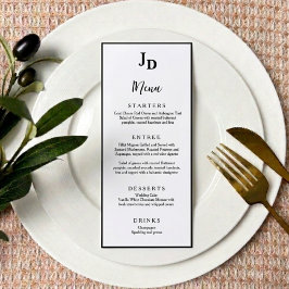 Minimalistische Trouwdag Diner Menu Chic Ontvangst