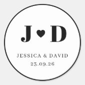 Minimalistische Trouwdag Monogram Sticker Favor La (Voorkant)
