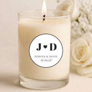 Minimalistische Trouwdag Monogram Sticker Favor La