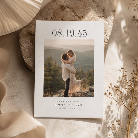 Minimalistische Trouwdatum Foto Save the Date