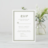 Minimalistische Trouwdatum Olivegroene Menu Eenvou (Staand voorkant)