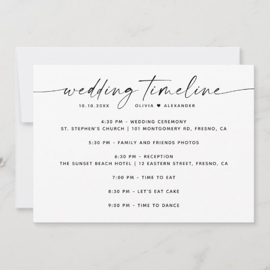 Minimalistische trouwdatum | scriptreis kaart (Voorkant)