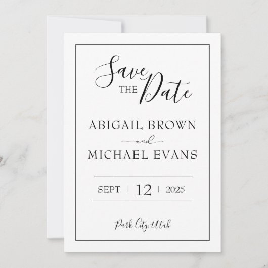 Minimalistische trouwdatumkaart save the date (Voorkant)