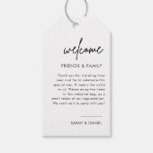Minimalistische trouwetiketjes voor welkomstas cadeaulabel (Voorkant)