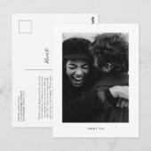 Minimalistische trouwfoto bedankkaart briefkaart (Voorkant / Achterkant)