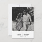 Minimalistische trouwfoto bedankkaart met notitie (Voorkant)
