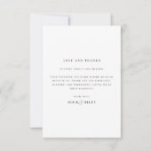 Minimalistische trouwfoto bedankkaart met notitie (Achterkant)