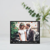 Minimalistische Trouwfoto Bedankt Zwart Briefkaart (Staand voorkant)