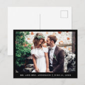 Minimalistische Trouwfoto Bedankt Zwart Briefkaart (Voorkant / Achterkant)