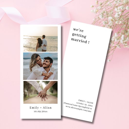 Minimalistische trouwfoto booth strip frame elegan save the date