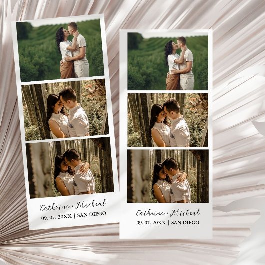 Minimalistische trouwfoto booth strook frame save the date