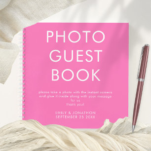 Minimalistische trouwfoto Hot Pink Gastenboek Notitieboek