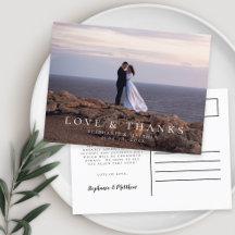 Minimalistische Trouwfoto Liefde & Dank Bericht