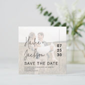 Minimalistische trouwfoto overlay Eenvoudig vierka Save The Date (Staand voorkant)