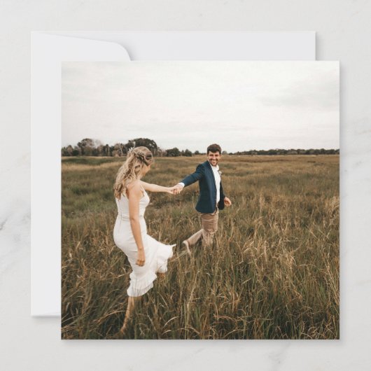 Minimalistische trouwfoto overlay Eenvoudig vierka Save The Date (Achterkant)