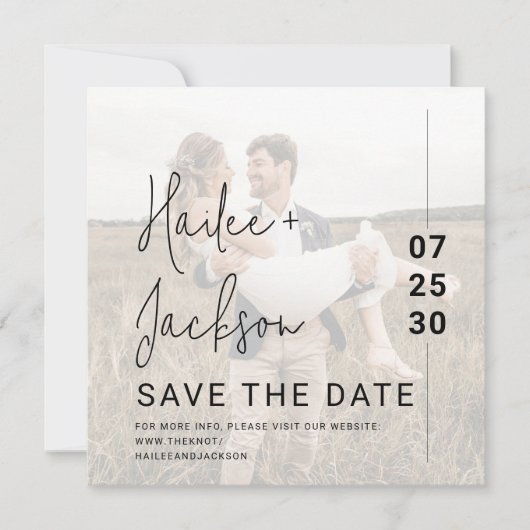 Minimalistische trouwfoto overlay Eenvoudig vierka Save The Date (Voorkant)