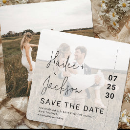 Minimalistische trouwfoto overlay Eenvoudig vierka Save The Date