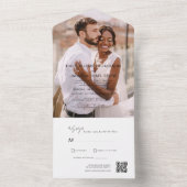 Minimalistische trouwfoto QR-code Elegant All In One Uitnodiging (Binnen)