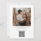 Minimalistische trouwfoto + QR-code | Zwart & Wit Kaart (Achterkant)