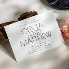 Minimalistische Trouwfoto & QR | Schoon Typografie Kaart