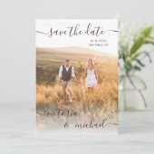 Minimalistische trouwfoto Sla de datum uitnodiging (Staand voorkant)