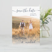 Minimalistische trouwfoto Sla de datum uitnodiging (Staand voorkant)