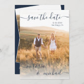 Minimalistische trouwfoto Sla de datum uitnodiging (Voorkant / Achterkant)