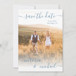 Minimalistische trouwfoto Sla de datum uitnodiging