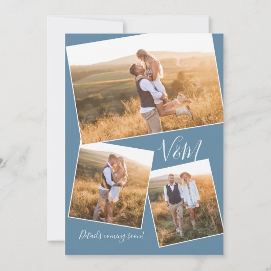 Minimalistische trouwfoto Sla de datum uitnodiging (Achterkant)