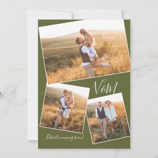 Minimalistische trouwfoto Sla de datum uitnodiging (Achterkant)