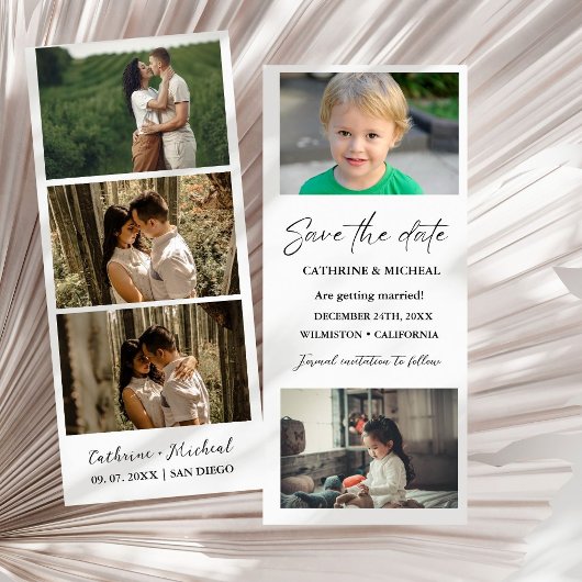 Minimalistische trouwfoto strook frame save the date
